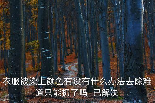 衣服被染上颜色有没有什么办法去除难道只能扔了吗  已解决