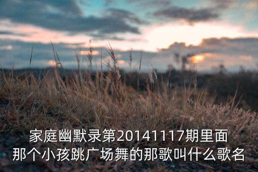 家庭幽默录第20141117期里面那个小孩跳广场舞的那歌叫什么歌名