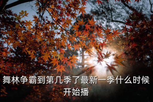 舞林争霸到第几季了最新一季什么时候开始播