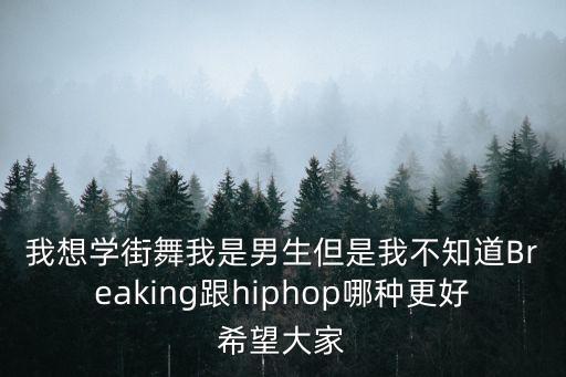 我想学街舞我是男生但是我不知道Breaking跟hiphop哪种更好希望大家