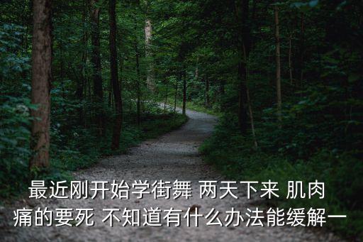 最近刚开始学街舞 两天下来 肌肉 痛的要死 不知道有什么办法能缓解一