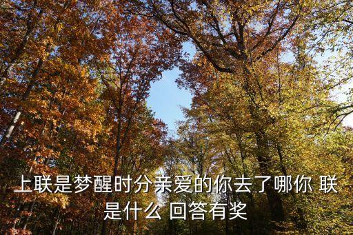 上联是梦醒时分亲爱的你去了哪你 联是什么 回答有奖