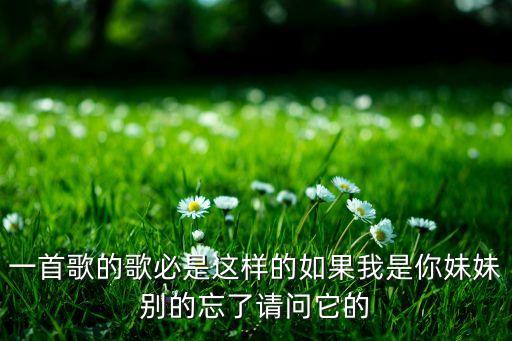 一首歌的歌必是这样的如果我是你妹妹别的忘了请问它的