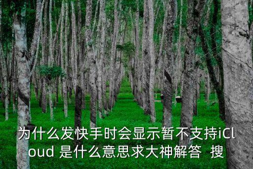 为什么发快手时会显示暂不支持iCloud 是什么意思求大神解答  搜