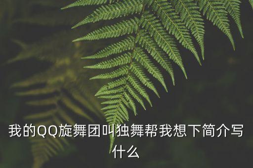 我的QQ旋舞团叫独舞帮我想下简介写什么