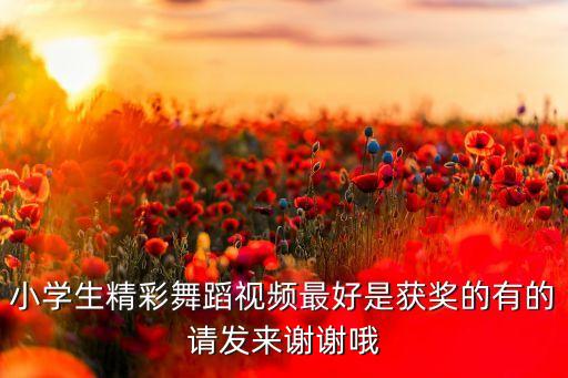 小学生精彩舞蹈视频最好是获奖的有的请发来谢谢哦