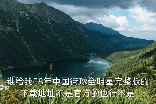 全明星街球派对手游下载安卓，谁给我08年中国街球全明星完整版的下载地址不是官方的也行不是