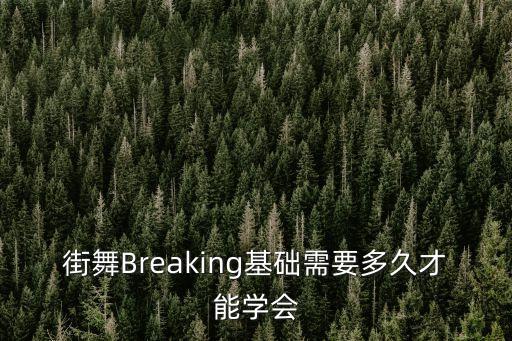 街舞Breaking基础需要多久才能学会