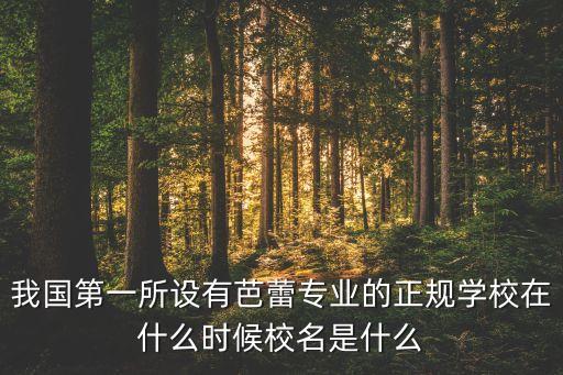 我国第一所设有芭蕾专业的正规学校在什么时候校名是什么