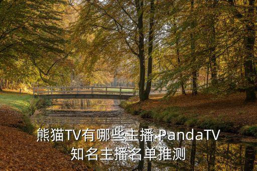 熊猫TV有哪些主播 PandaTV知名主播名单推测