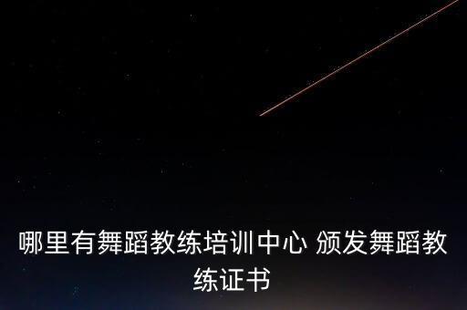 哪里有舞蹈教练培训中心 颁发舞蹈教练证书