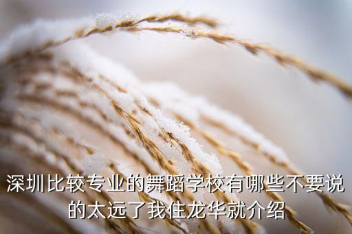 深圳比较专业的舞蹈学校有哪些不要说的太远了我住龙华就介绍
