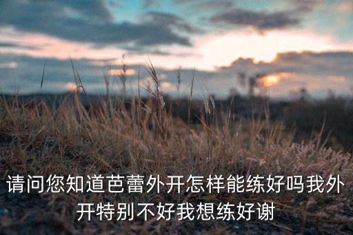 请问您知道芭蕾外开怎样能练好吗我外开特别不好我想练好谢