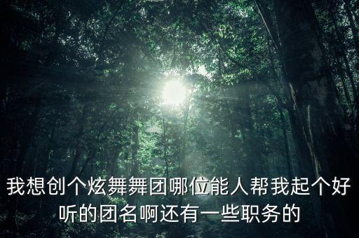 我想创个炫舞舞团哪位能人帮我起个好听的团名啊还有一些职务的