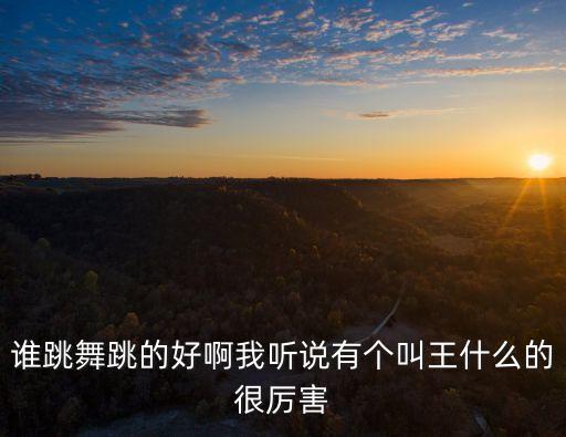 谁跳舞跳的好啊我听说有个叫王什么的很厉害