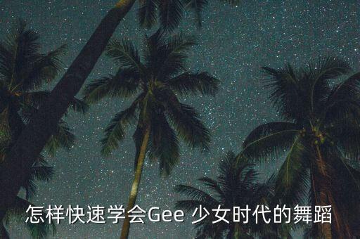 怎样快速学会Gee 少女时代的舞蹈