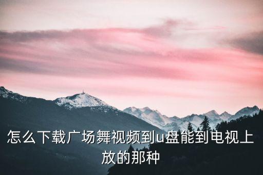 怎么下载广场舞视频到u盘能到电视上放的那种