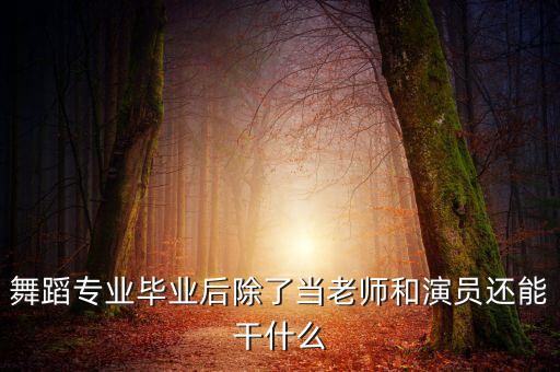 舞蹈专业毕业后除了当老师和演员还能干什么