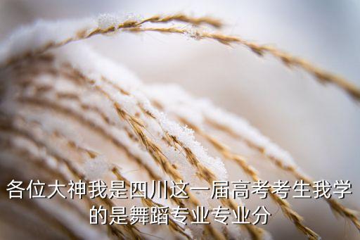 各位大神我是四川这一届高考考生我学的是舞蹈专业专业分