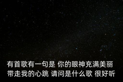 有首歌有一句是 你的眼神充满美丽 带走我的心跳 请问是什么歌 很好听