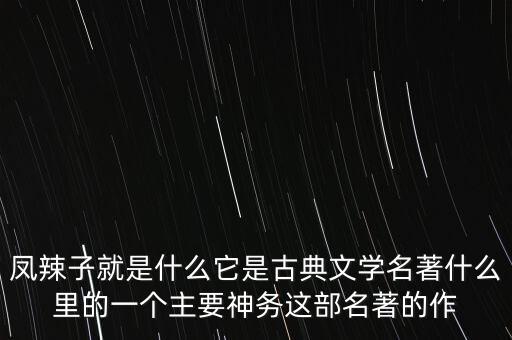 凤辣子就是什么它是古典文学名著什么里的一个主要神务这部名著的作