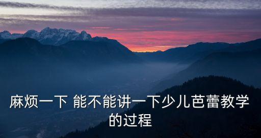 麻烦一下 能不能讲一下少儿芭蕾教学的过程