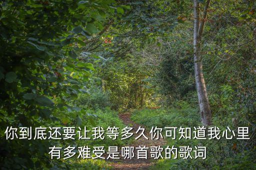 你到底还要让我等多久你可知道我心里有多难受是哪首歌的歌词
