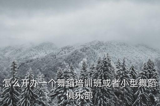 如何开舞蹈班，怎么开办一个舞蹈培训班或者小型舞蹈俱乐部