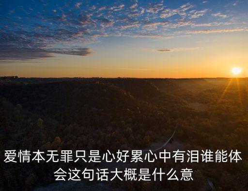 爱本无罪是什么心里，爱本无罪是什么