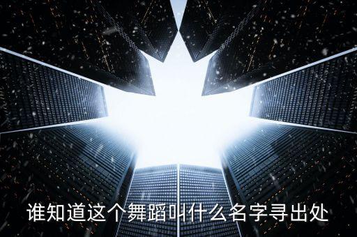 谁知道这个舞蹈叫什么名字寻出处