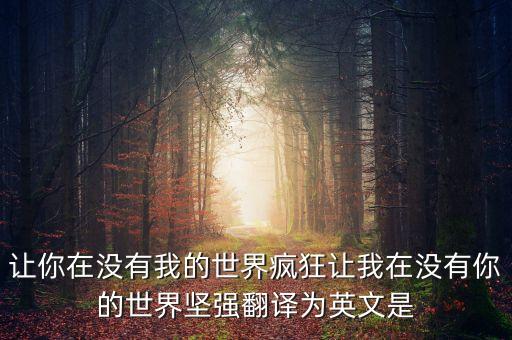 让你在没有我的世界疯狂让我在没有你的世界坚强翻译为英文是