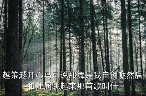 越策越开心马可说那舞是我自创哒然后和汪涵跳起来那首歌叫什