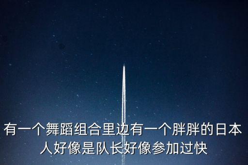 有一个舞蹈组合里边有一个胖胖的日本人好像是队长好像参加过快