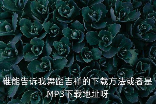 谁能告诉我舞蹈吉祥的下载方法或者是MP3下载地址呀