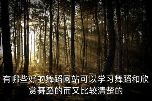 有哪些好的舞蹈网站可以学习舞蹈和欣赏舞蹈的而又比较清楚的