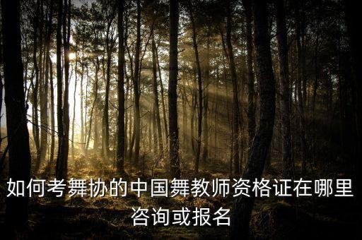 如何考舞协的中国舞教师资格证在哪里咨询或报名