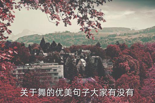 关于舞的优美句子大家有没有