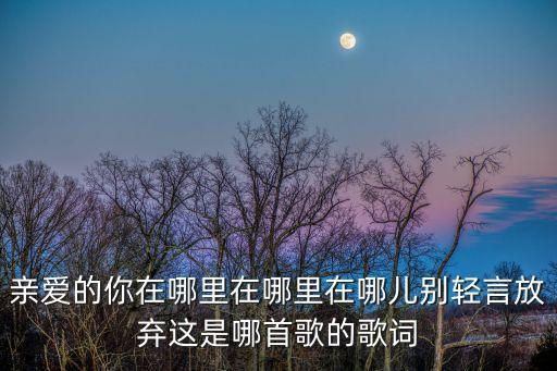 亲爱的你在哪里在哪里在哪儿别轻言放弃这是哪首歌的歌词