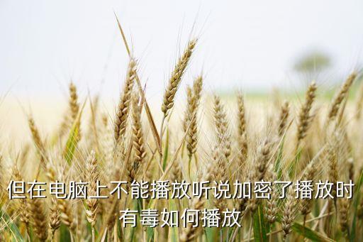 但在电脑上不能播放听说加密了播放时有毒如何播放