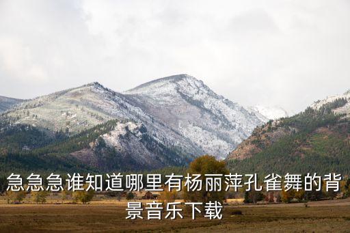 急急急谁知道哪里有杨丽萍孔雀舞的背景音乐下载