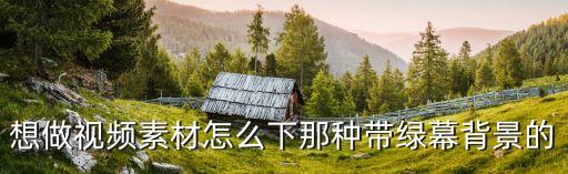 想做视频素材怎么下那种带绿幕背景的