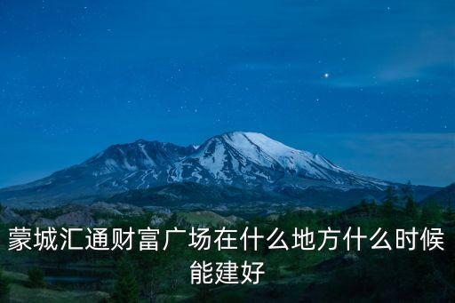 蒙城汇通财富广场在什么地方什么时候能建好