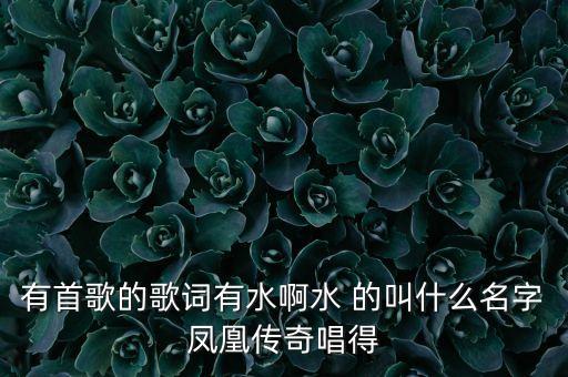 有首歌的歌词有水啊水 的叫什么名字凤凰传奇唱得