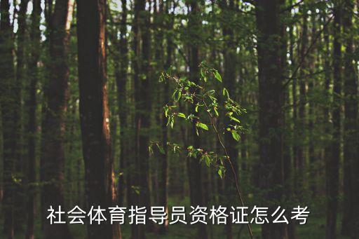社会体育指导员资格证怎么考