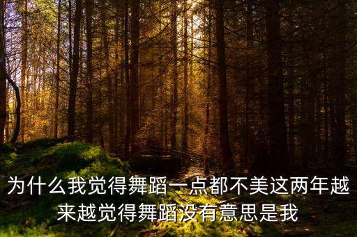 为什么我觉得舞蹈一点都不美这两年越来越觉得舞蹈没有意思是我