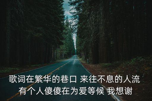 歌词在繁华的巷口 来往不息的人流 有个人傻傻在为爱等候 我想谢