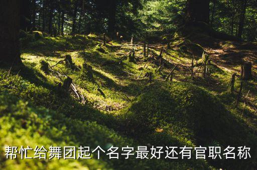 怎么给水兵舞团队起名，帮忙给舞团起个名字最好还有官职名称