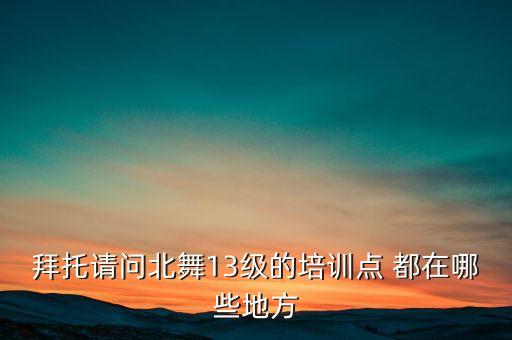 北舞培训在哪里，拜托请问北舞13级的培训点 都在哪些地方
