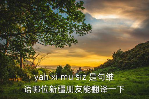 yah xi mu siz 是句维语哪位新疆朋友能翻译一下