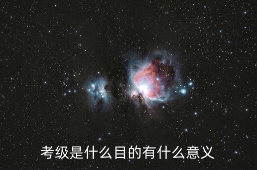 考级是什么目的有什么意义